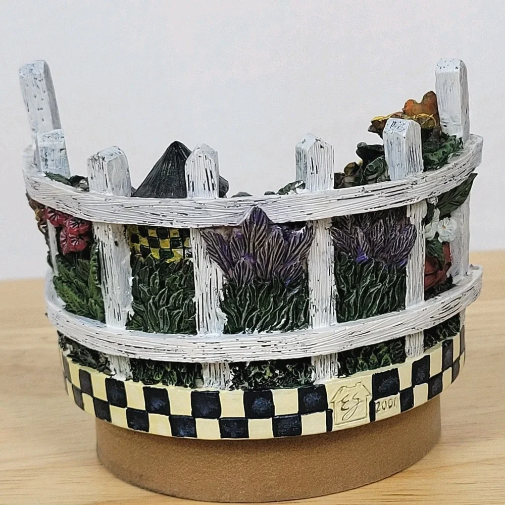 Vtg Lang‎ Candle Topper Birdhouse Sampler Ellen Stouffer Garden 2001 Cottagecore